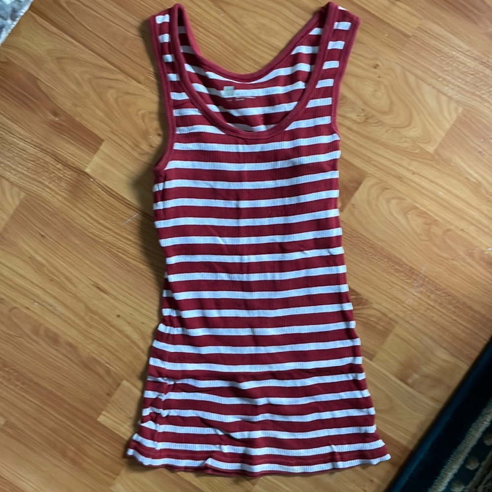 Gap Red and White Striped Tank Top